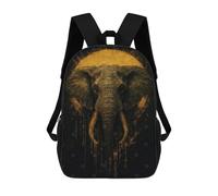 sinyumoney Sacs À Dos Golden Elephant Portrait on Black Background Sac À Dos Scolaire Pour Enfants, Sac D'école Imprimé En 3D Pour Garçons, Élèves Du Primaire Et Du Collège 17inch