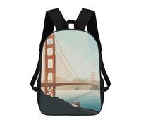 sinyumoney Sacs À Dos Golden Gate Bridge And Cable Car Sac À Dos Scolaire Pour Enfants, Sac D'école Imprimé En 3D Pour Garçons, Élèves Du Primaire Et Du Collège 17inch