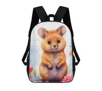sinyumoney Sacs À Dos Golden Hamster in Flowers -2 Sac À Dos Scolaire Pour Enfants, Sac D'école Imprimé En 3D Pour Garçons, Élèves Du Primaire Et Du Collège 17inch