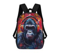 sinyumoney Sacs À Dos Gorilla with Headphones Sac À Dos Scolaire Pour Enfants, Sac D'école Imprimé En 3D Pour Garçons, Élèves Du Primaire Et Du Collège 17inch