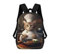 sinyumoney Sacs À Dos Imprimés En 3D 17inch Cat Chef Pan Cook Sacs À Dos Pour Enfants, Sacs D'école, Sacs De Voyage Mignons, Sacs À Dos Décontractés Pour Garçons