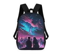 sinyumoney Sacs À Dos Imprimés En 3D 17inch Couple Silhouettes Night Cityscape Sacs À Dos Pour Enfants, Sacs D'école, Sacs De Voyage Mignons, Sacs À Dos Décontractés Pour Garçons