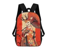 sinyumoney Sacs À Dos Imprimés En 3D 17inch Deer Geisha with Umbrella Sacs À Dos Pour Enfants, Sacs D'école, Sacs De Voyage Mignons, Sacs À Dos Décontractés Pour Garçons