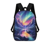 sinyumoney Sacs À Dos Imprimés En 3D 17inch Space Aurora Borealis Mountain Sacs À Dos Pour Enfants, Sacs D'école, Sacs De Voyage Mignons, Sacs À Dos Décontractés Pour Garçons
