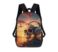sinyumoney Sacs À Dos Imprimés En 3D 17inch Surreal Sunset Music Skull Sacs À Dos Pour Enfants, Sacs D'école, Sacs De Voyage Mignons, Sacs À Dos Décontractés Pour Garçons