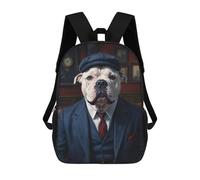 sinyumoney Sacs À Dos Imprimés En 3D 17inch White XL Bully Dog Wearing A Suit in The Pub Sacs À Dos Pour Enfants, Sacs D'école, Sacs De Voyage Mignons, Sacs À Dos Décontractés Pour Garçons