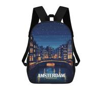 sinyumoney Sacs À Dos Imprimés En 3D Pour Enfants 17inch Amsterdam Netherlands Night Cityscape Sac D'école Pour Enfants, Sac De Voyage, Sac À Livres Tendance, Grand Sac À Dos