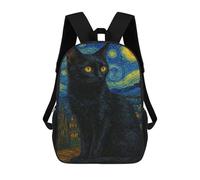 sinyumoney Sacs À Dos Imprimés En 3D Pour Enfants 17inch Black Cat in Starry Night Sacs À Livres Garçon Fille Sac D'école Pour Enfants Sac À Dos Avec Grandes Poches Pour L'école