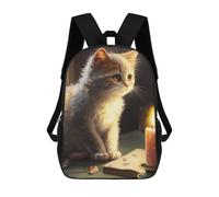 sinyumoney Sacs À Dos Imprimés En 3D Pour Enfants 17inch Cat And Candle Painting Sac D'école Pour Enfants, Sac De Voyage, Sac À Livres Tendance, Grand Sac À Dos