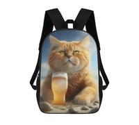 sinyumoney Sacs À Dos Imprimés En 3D Pour Enfants 17inch Cat Drinking Beer Sac D'école Pour Enfants, Sac De Voyage, Sac À Livres Tendance, Grand Sac À Dos