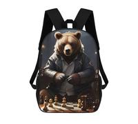 sinyumoney Sacs À Dos Imprimés En 3D Pour Enfants 17inch Chess Bear Playing Sac D'école Pour Enfants, Sac De Voyage, Sac À Livres Tendance, Grand Sac À Dos
