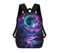 sinyumoney Sacs À Dos Imprimés En 3D Pour Enfants 17inch Fox Under Neon Moon Sac D'école Pour Enfants, Sac De Voyage, Sac À Livres Tendance, Grand Sac À Dos