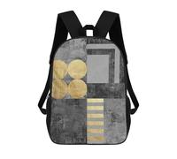 sinyumoney Sacs À Dos Imprimés En 3D Pour Enfants 17inch Gray And Gold Art B Sacs À Livres Garçon Fille Sac D'école Pour Enfants Sac À Dos Avec Grandes Poches Pour L'école