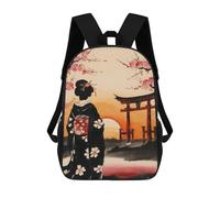 sinyumoney Sacs À Dos Imprimés En 3D Pour Enfants 17inch Japanese Geisha Cherry Sacs À Livres Garçon Fille Sac D'école Pour Enfants Sac À Dos Avec Grandes Poches Pour L'école