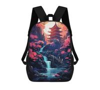 sinyumoney Sacs À Dos Imprimés En 3D Pour Enfants 17inch Japanese Temple Waterfall Sacs À Livres Garçon Fille Sac D'école Pour Enfants Sac À Dos Avec Grandes Poches Pour L'école