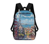 sinyumoney Sacs À Dos Imprimés En 3D Pour Enfants 17inch Montevideo, Uruguay Cityscape Art Sac D'école Pour Enfants, Sac De Voyage, Sac À Livres Tendance, Grand Sac À Dos