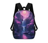 sinyumoney Sacs À Dos Imprimés En 3D Pour Enfants 17inch Night Waterfall Fantasy Cherry Blossom Moon Sac D'école Pour Enfants, Sac De Voyage, Sac À Livres Tendance, Grand Sac À Dos