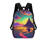sinyumoney Sacs À Dos Imprimés En 3D Pour Enfants Alien Landscape with Reflective Lake Sacs À Dos Scolaires Garçon Fille Avec Grandes Poches Pour Enfants 17inch