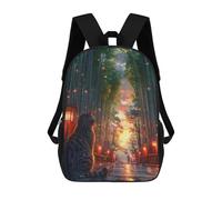 sinyumoney Sacs À Dos Imprimés En 3D Pour Enfants Arashiyama Bamboo Cat Sacs À Dos Scolaires Garçon Fille Avec Grandes Poches Pour Enfants 17inch
