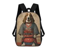 sinyumoney Sacs À Dos Imprimés En 3D Pour Enfants Basset Hound The Samurai Sacs À Dos Scolaires Garçon Fille Avec Grandes Poches Pour Enfants 17inch