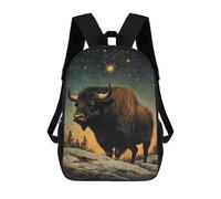 sinyumoney Sacs À Dos Imprimés En 3D Pour Enfants Bison Under Starry Sky : Sac À Dos Scolaire Mignon Pour Garçons, Idéal Pour Les Activités De Plein Air Et Les Sorties Au Collège 17inch