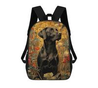 sinyumoney Sacs À Dos Imprimés En 3D Pour Enfants Black Labrador Portrait in Floral Setting Sacs À Dos Tendance Et Décontractés, Sacs De Voyage Mignons, Sacs À Dos Décontractés Pour Garçons Et Filles