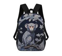 sinyumoney Sacs À Dos Imprimés En 3D Pour Enfants Blue Monkey in Blossoms -1 Sacs À Dos Scolaires Garçon Fille Avec Grandes Poches Pour Enfants 17inch