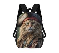 sinyumoney Sacs À Dos Imprimés En 3D Pour Enfants Captain Pirate Cat : Sac À Dos Scolaire Mignon Pour Garçons, Idéal Pour Les Activités De Plein Air Et Les Sorties Au Collège 17inch