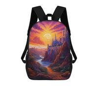 sinyumoney Sacs À Dos Imprimés En 3D Pour Enfants Castle in The Sunset Valley Sacs À Dos Scolaires Garçon Fille Avec Grandes Poches Pour Enfants 17inch