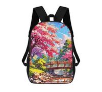 sinyumoney Sacs À Dos Imprimés En 3D Pour Enfants Cherry Blossom Bridge Landscape : Sac À Dos Scolaire Mignon Pour Garçons, Idéal Pour Les Activités De Plein Air Et Les Sorties Au Collège 17inch