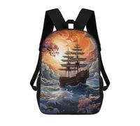 sinyumoney Sacs À Dos Imprimés En 3D Pour Enfants Cherry Blossom Pirate Ship : Sac À Dos Scolaire Mignon Pour Garçons, Idéal Pour Les Activités De Plein Air Et Les Sorties Au Collège 17inch