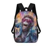 sinyumoney Sacs À Dos Imprimés En 3D Pour Enfants Chimpanzee in Sunglasses Painting Sacs À Dos Scolaires Garçon Fille Avec Grandes Poches Pour Enfants 17inch