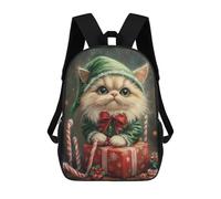 sinyumoney Sacs À Dos Imprimés En 3D Pour Enfants Christmas Elf Cat with Presents Sacs À Dos Tendance Et Décontractés, Sacs De Voyage Mignons, Sacs À Dos Décontractés Pour Garçons Et Filles