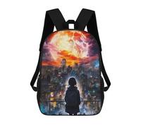 sinyumoney Sacs À Dos Imprimés En 3D Pour Enfants City Under Giant Red Moon Sacs À Dos Scolaires Garçon Fille Avec Grandes Poches Pour Enfants 17inch