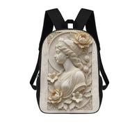 sinyumoney Sacs À Dos Imprimés En 3D Pour Enfants Classical Woman Sculpture with Floral Accents Sacs À Dos Scolaires Garçon Fille Avec Grandes Poches Pour Enfants 17inch