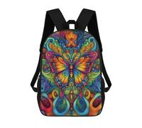 sinyumoney Sacs À Dos Imprimés En 3D Pour Enfants Colorful Butterfly Art Print-3 Sacs À Dos Scolaires Garçon Fille Avec Grandes Poches Pour Enfants 17inch
