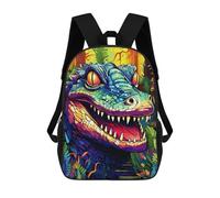 sinyumoney Sacs À Dos Imprimés En 3D Pour Enfants Colorful Crocodile in Jungle Sacs À Dos Scolaires Garçon Fille Avec Grandes Poches Pour Enfants 17inch