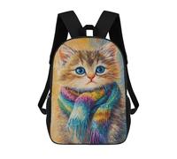 sinyumoney Sacs À Dos Imprimés En 3D Pour Enfants Colorful Kitten Scarf Painting Sacs À Dos Scolaires Garçon Fille Avec Grandes Poches Pour Enfants 17inch