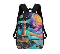 sinyumoney Sacs À Dos Imprimés En 3D Pour Enfants Colorful Lighthouse Sunset Scene Sacs À Dos Scolaires Garçon Fille Avec Grandes Poches Pour Enfants 17inch