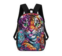 sinyumoney Sacs À Dos Imprimés En 3D Pour Enfants Colorful Tiger Collage Sacs À Dos Scolaires Garçon Fille Avec Grandes Poches Pour Enfants 17inch