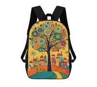 sinyumoney Sacs À Dos Imprimés En 3D Pour Enfants Colorful Tree Village Painting Sacs À Dos Scolaires Garçon Fille Avec Grandes Poches Pour Enfants 17inch