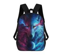 sinyumoney Sacs À Dos Imprimés En 3D Pour Enfants Cosmic Wolf Portrait-4 : Sac À Dos Scolaire Mignon Pour Garçons, Idéal Pour Les Activités De Plein Air Et Les Sorties Au Collège 17inch