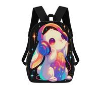 sinyumoney Sacs À Dos Imprimés En 3D Pour Enfants Cute Bunny with Headphones : Sac À Dos Scolaire Mignon Pour Garçons, Idéal Pour Les Activités De Plein Air Et Les Sorties Au Collège 17inch