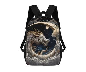 sinyumoney Sacs À Dos Imprimés En 3D Pour Enfants Dragon in The Moonlit Sky Sacs À Dos Scolaires Garçon Fille Avec Grandes Poches Pour Enfants 17inch