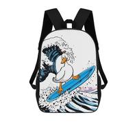 sinyumoney Sacs À Dos Imprimés En 3D Pour Enfants Duck Surfing Giant Wave Sacs À Dos Scolaires Garçon Fille Avec Grandes Poches Pour Enfants 17inch