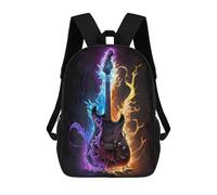 sinyumoney Sacs À Dos Imprimés En 3D Pour Enfants Electric Guitar with Flames Sacs À Dos Scolaires Garçon Fille Avec Grandes Poches Pour Enfants 17inch