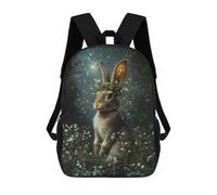 sinyumoney Sacs À Dos Imprimés En 3D Pour Enfants Enchanted Rabbit with Floral Crown Sacs À Dos Scolaires Garçon Fille Avec Grandes Poches Pour Enfants 17inch