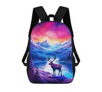 sinyumoney Sacs À Dos Imprimés En 3D Pour Enfants Enchanted Winter Landscape with Elk Sacs À Dos Scolaires Garçon Fille Avec Grandes Poches Pour Enfants 17inch
