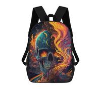 sinyumoney Sacs À Dos Imprimés En 3D Pour Enfants Flaming Skull Artwork -2 Sacs À Dos Scolaires Garçon Fille Avec Grandes Poches Pour Enfants 17inch