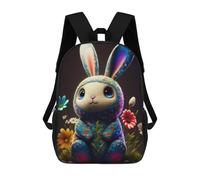sinyumoney Sacs À Dos Imprimés En 3D Pour Enfants Floral Bunny in Garden Sacs À Dos Scolaires Garçon Fille Avec Grandes Poches Pour Enfants 17inch